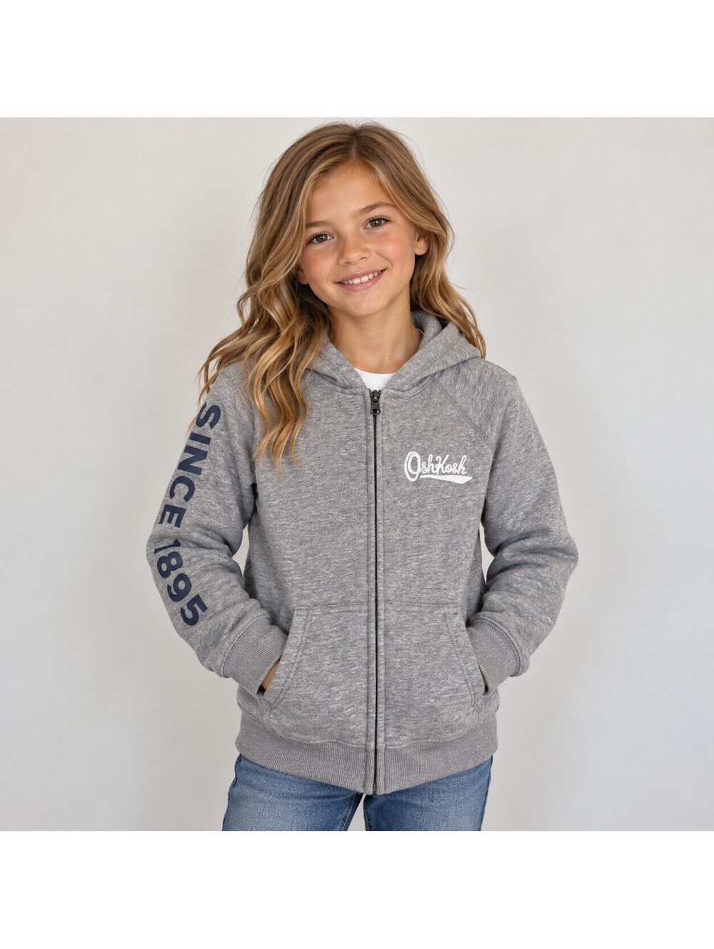 OshKosh B'gosh Girls' Gray Full Zip Hoodie Size 14